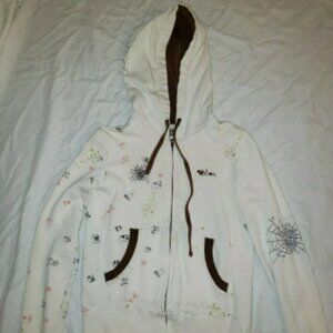 VOLCOM DINOSAUR SPIDER WEB GRAPHIC DESIGN WHITE/BROWN szSMALL JACKET LC 00011